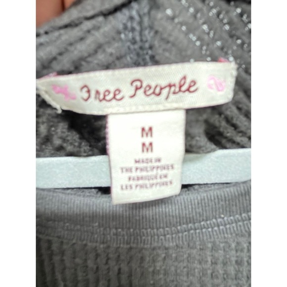 Free People Amelia Washed Black Oversized Long Sleeve Thermal Top Boho Size M - Picture 7 of 8